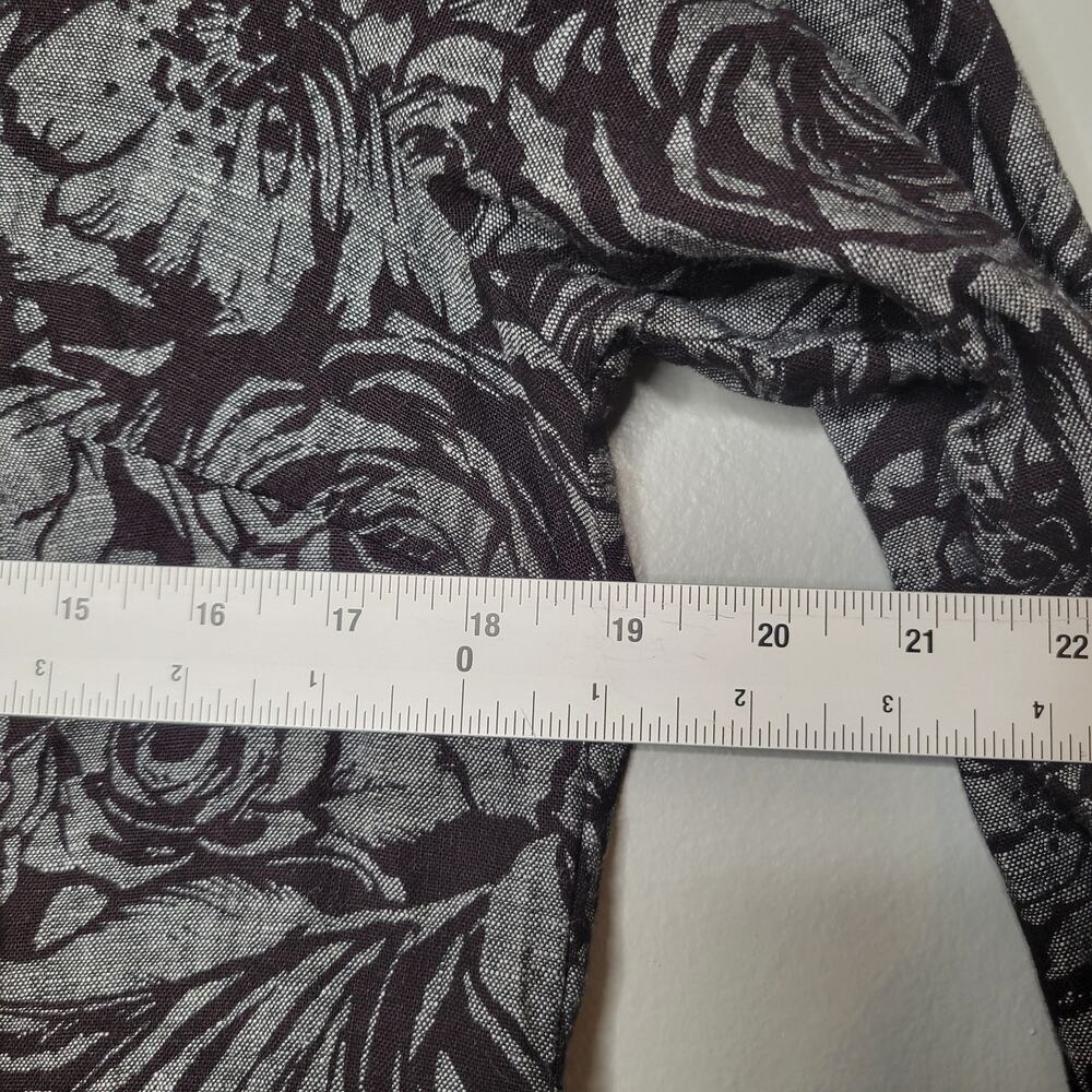 JM Collection Linen Jacket Women's Size 10 Black Gray Dark Floral Button Front - Picture 11 of 14